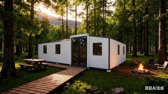 acheter Maison conteneur extensible de 40 pieds avec câblage personnalisable, intérieur en panneaux de bois PVC et une disposition de hall, solution de logement modulaire fabrication en ligne