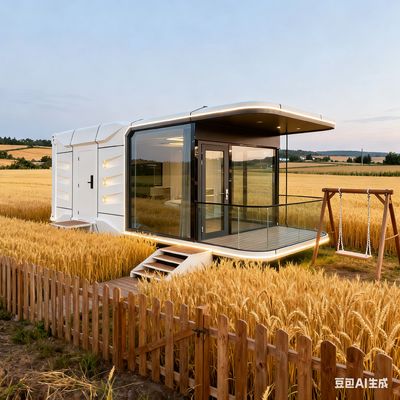 Casa cápsula espacial con un dormitorio un baño un balcón decoración interior personalizable y dimensiones L8560 * W3460 * H3400