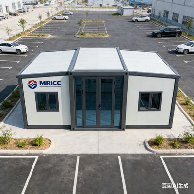 Contenedor plegable de 20 pies con 37 metros cuadrados de superficie, estructura principal totalmente galvanizada y normas de seguridad internacionales